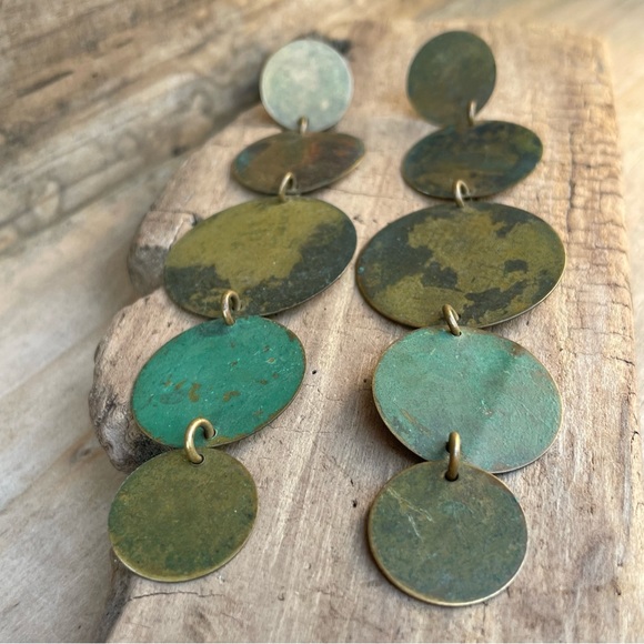 Vintage Artisan Drop Earring with Patina Discs - Picture 7 of 15